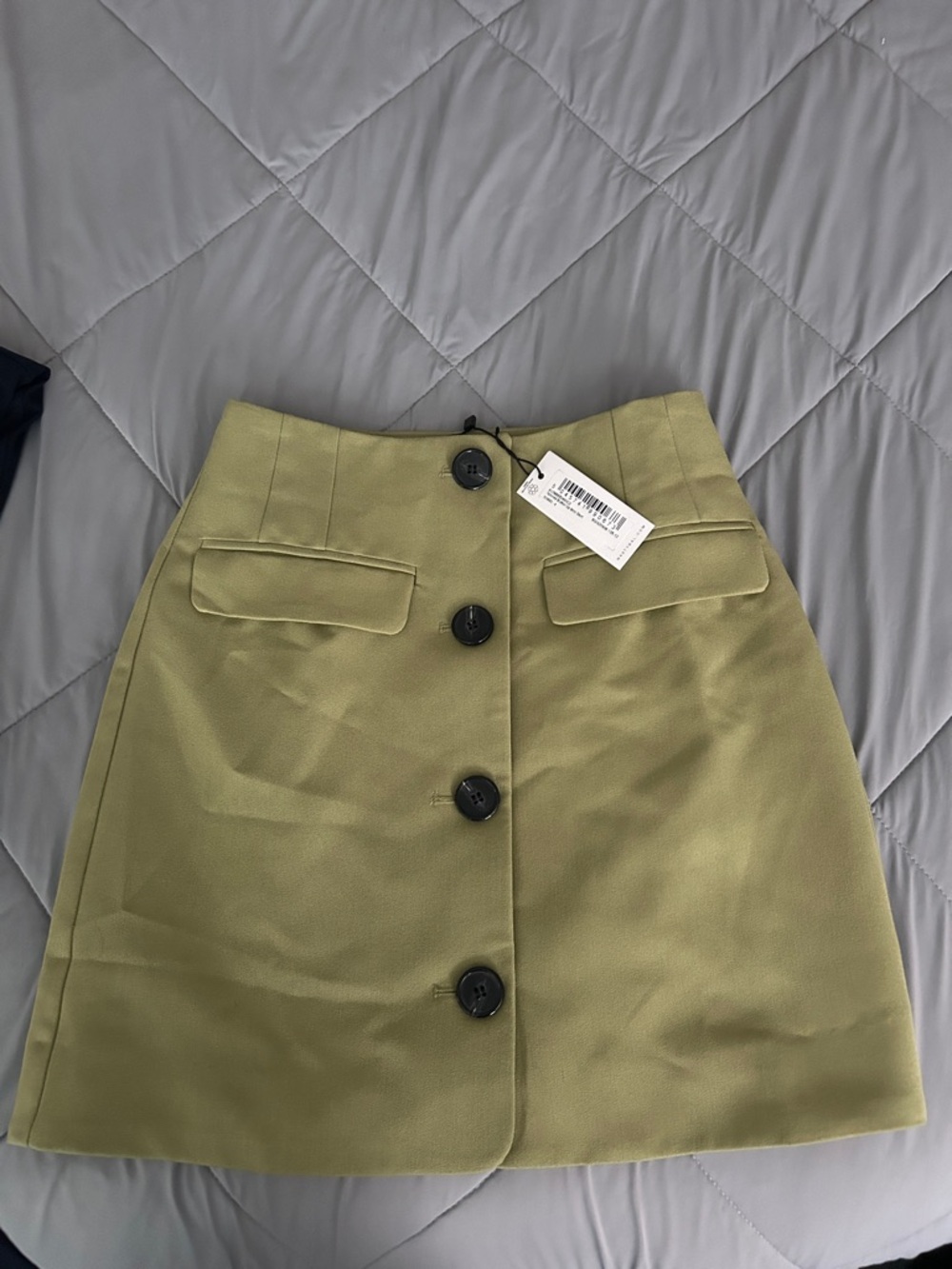Nasty Gal Olive Green Button-Front Mini Skirt